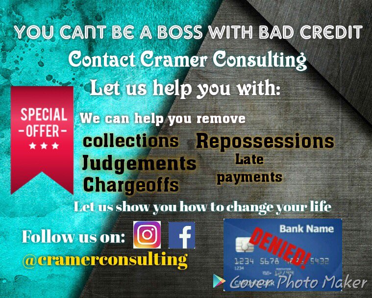 CramerConsltng's tweet photo. Contact Cramer Consulting Experts today for a FREE Credit Evaluation! #creditrepair #21daycreditsweep #cramerconsulting #NewYear #TaxRefund #Dallas #Houston #Texas #NewCar #NewHouse #Homeowner #Loans #CreditCard #CreditKing #CreditGuru https://t.co/fPYewwvqIb