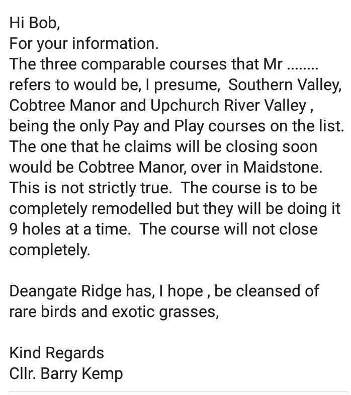 Please all share this as it affects the wild birds who are currently at Deangate Ridge.

Just think everyone should see this now, it was sent mistakenly to a senior golfers and not to its intended recipient Bob diamond .... 

last line you wont believe ..