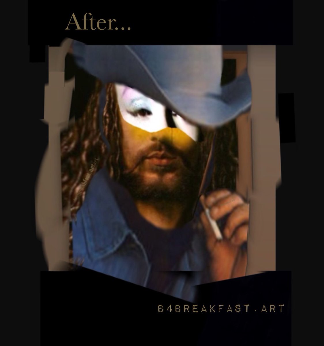 mytweetinghart's tweet photo. My Marlboro Man 👀 If'n I were in #advertising this here'd be my #designer look 4 #MarlboroMan #perversely #masculine #femininity #longhaired #highlighted #crimped #bearded #cowboy #lady #mask #implied #danger #haughty #mood #cigarette #SmokeBreak #art #onabudget #campaign 4 me https://t.co/jjcamN4jJl