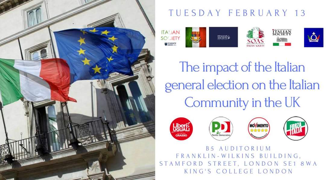 nicolaortu_'s tweet photo. Get your tickets here for #13feb 'The Impact of Italian Elections on the Italian community in the UK' @KCL_Italian_Soc 

https://t.co/vil9lVNplX https://t.co/TC08dH1qNX