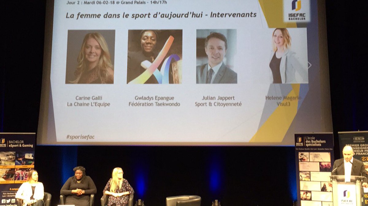laurine_gmz's tweet photo. C’est reparti pour le #sporisefac avec l’intervention de Carine Galli, Gwladys Epangue et Hélène magario sur la thématique de la place de la femme https://t.co/OVYLWnhfZt