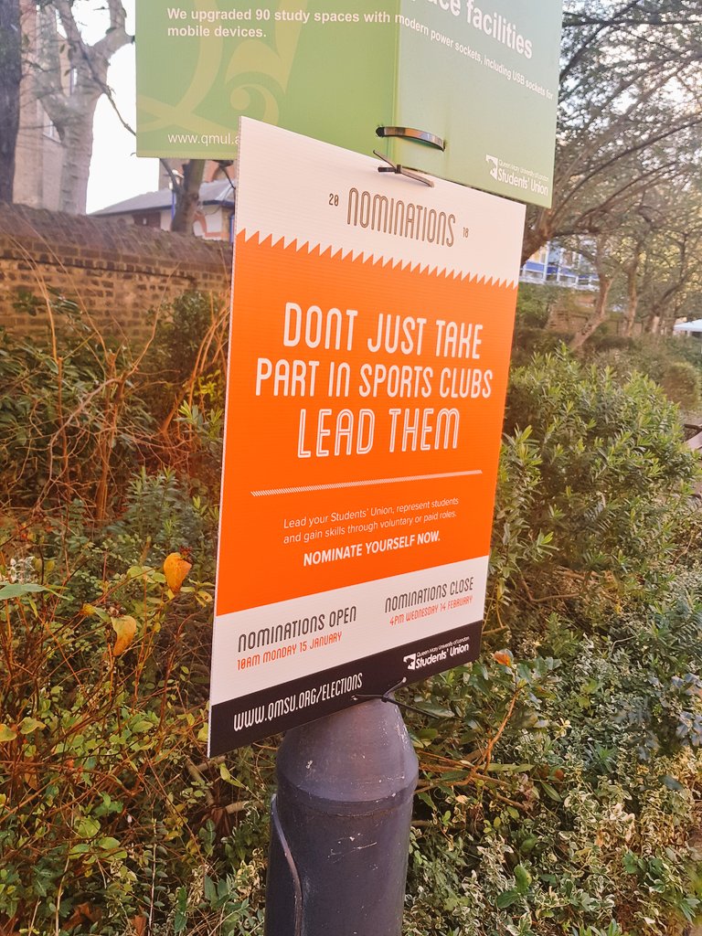Think you've got what it takes to lead the SU, or represent the students? Nomimations now open until Feb 14th 4pm. Societies Officer? Welfare Rep? Women's Rep? President? Give it a shot. Or maybe you want the big one - Sports Officer?

qmsu.org/elections/