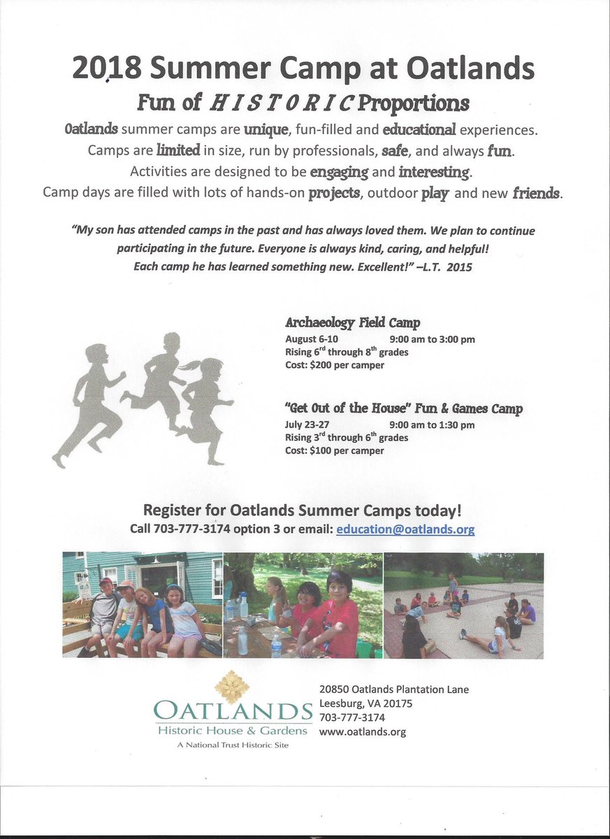 oatlandsva's tweet photo. Registration for Oatlands 2 Summer Camp programs are now open! https://t.co/k5OXw5jr97