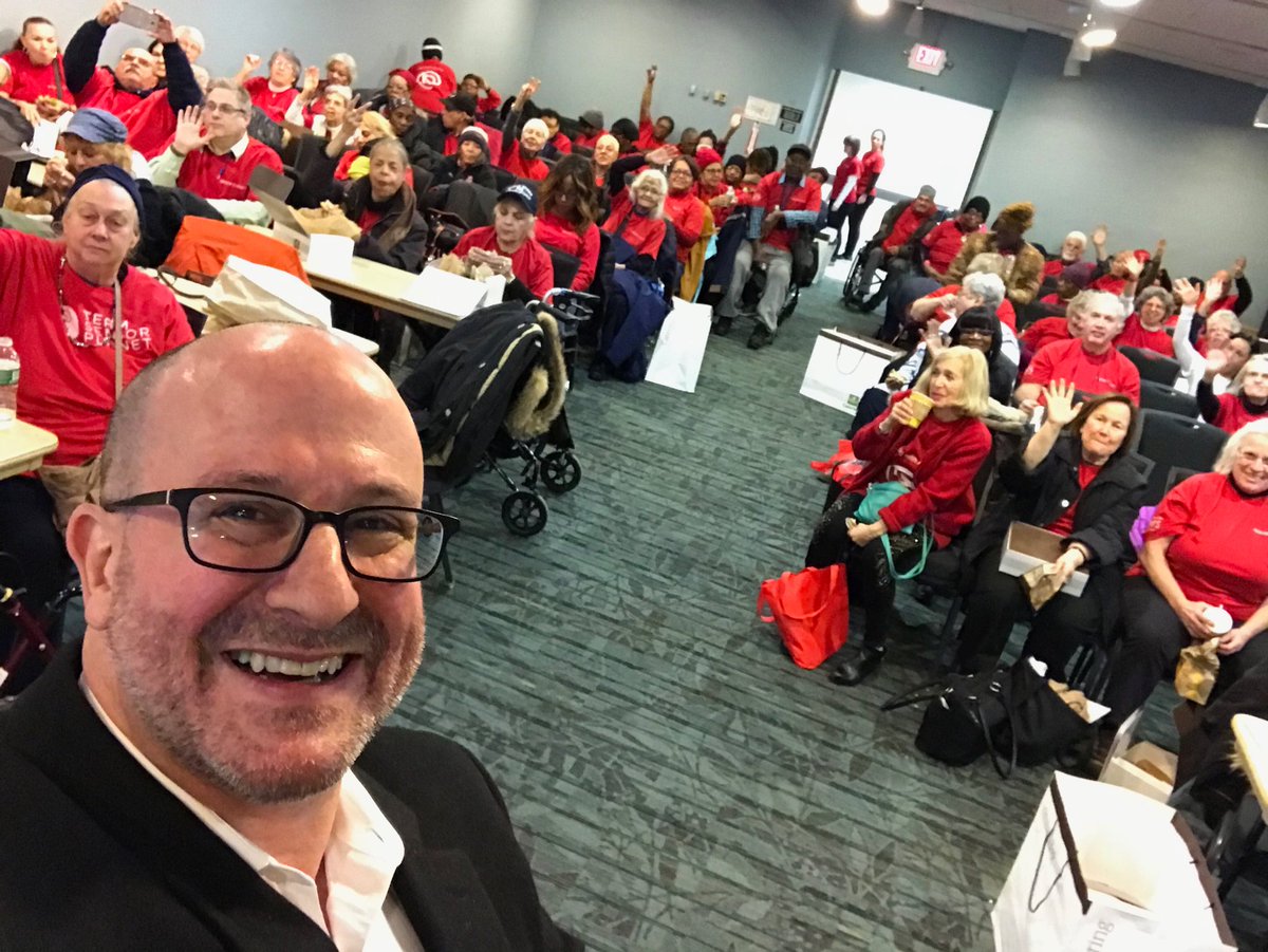 Just some of the 150 seniors who mobbed the state house today for #supportseniorplanet!