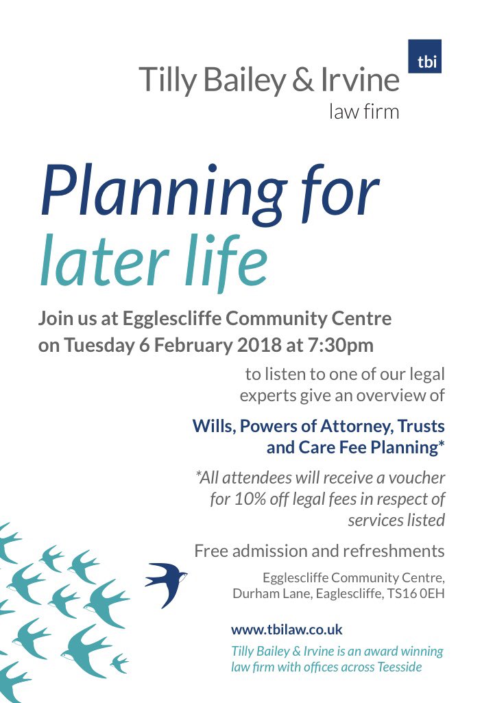 en route to Egglescliffe Community Centre. Please get in touch if you'd like me to come along and present to your local group.
#Wills #Probate #LaterLifePlanning #Trusts #PowersOfAttorney