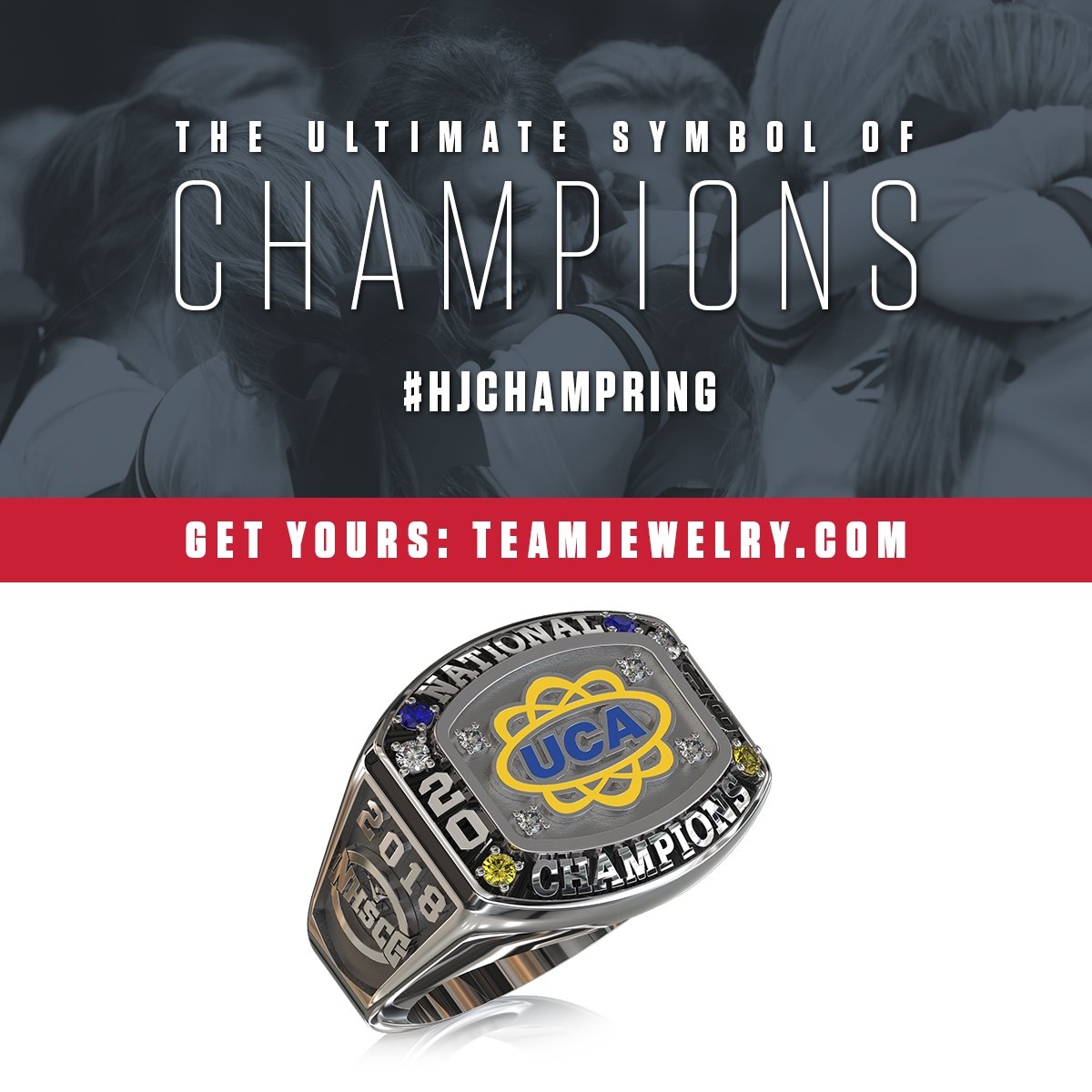 Ring, ring, ring! It's a #VarsityReveal for the <a href="/UCAupdates/">UCA</a> High School Nationals ring! RT if your team is hoping to take home one of these beautiful rings from #UCAnationals 💙💍💛

Rings are available for purchase at teamjewelry.com!