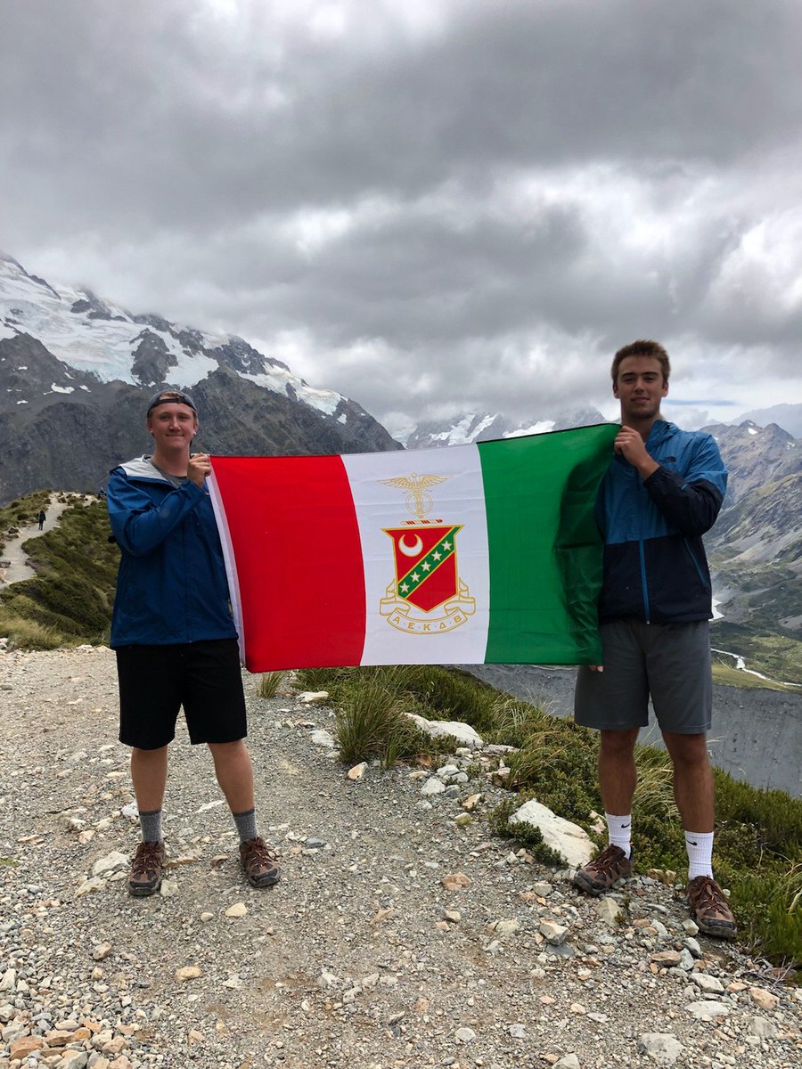 Brothers Piejak and Jenkins hiked Mt. Cook while studying abroad in New Zealand! #TakΣtheflag #KappaSigma