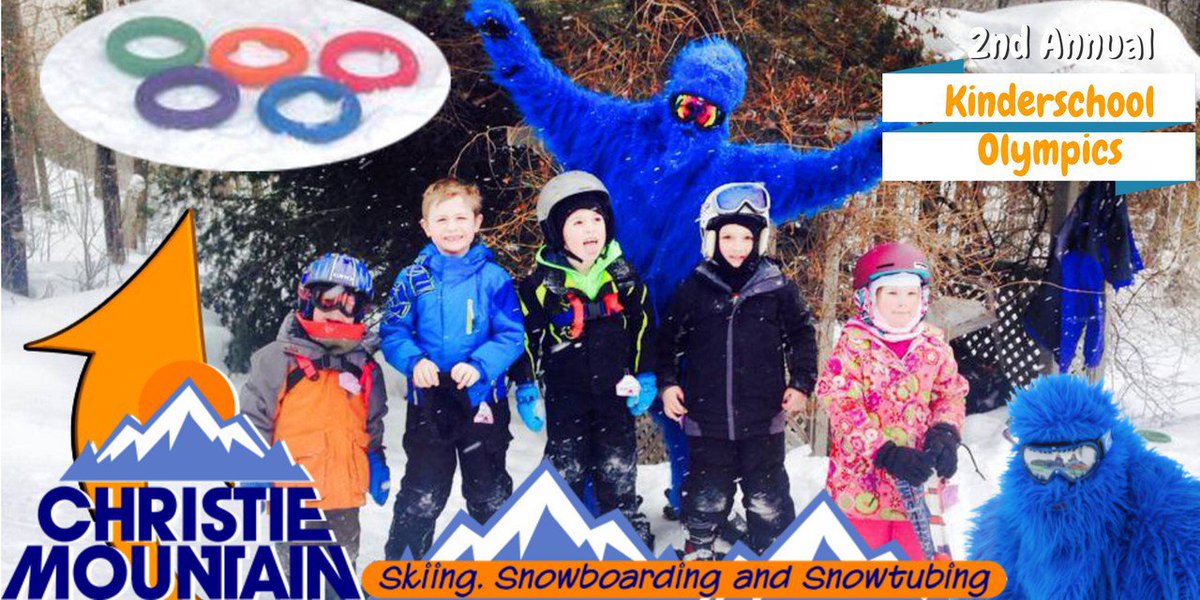 ChristieMtn's tweet photo. Got #olympicfever? KinderSchool #Olympics open to kids 3 to 7 #fun #games #medals #treats &amp; MORE! Feb 10 &amp; 17, 10:30 &amp; 1:30 sessions each day. Call ahead to register 715-868-7800
#learn2ski #downhill #skiing #learntoski #christiemountain #familyfun #memories https://t.co/n8sufZrzvy