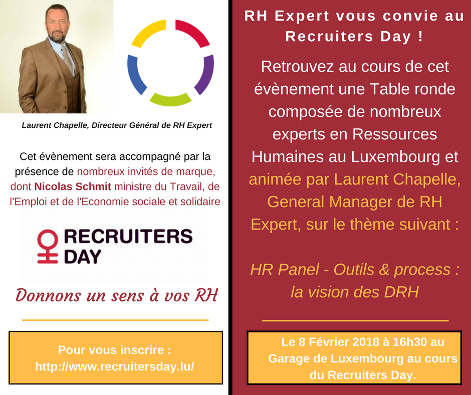 RHexpert's tweet photo. Venez assister à notre intervention sur le thème suivant -> HR Panel - Outils & Process : la vision des DRH
Celle-ci aura lieu le 08 Février à 16h30 au cours du Recruiters Day et sera animée par Laurent Chapelle
#recruitersday #rhexpert #luxembourg #rh #emplois https://t.co/k7m1t2P74a