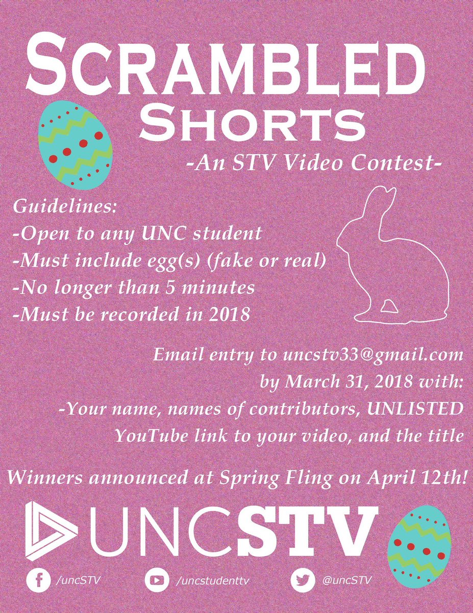 uncSTV's tweet photo. An egg-cellent opportunity for creativity. An egg-stravaganza with prizes. #uncstv #stv #create #art #egg #eggs #film #movie #tv #student #contest #pun https://t.co/gwSHoKnHdr