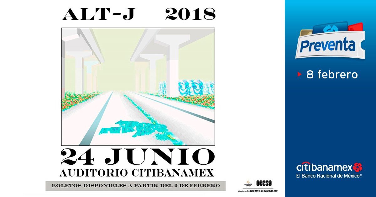 RockNPress's tweet photo. Después de su exitosa presentación en el @CoronaCapital, @alt_J regresa a México. 

24 de junio @PepsiCenterWTC 
26 de junio @Audcitibanamex https://t.co/hk4jVw6N3O