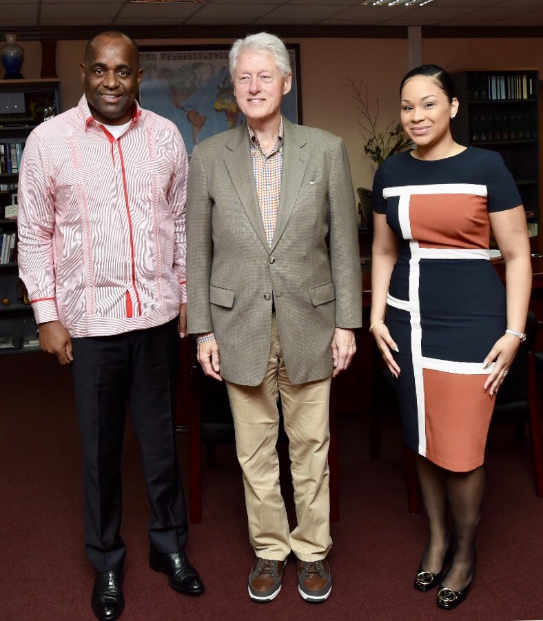SkerritR's tweet photo. Melissa and I welcomed former US President Bill Clinton to Dominica moments ago. https://t.co/VFBu9LB0j3