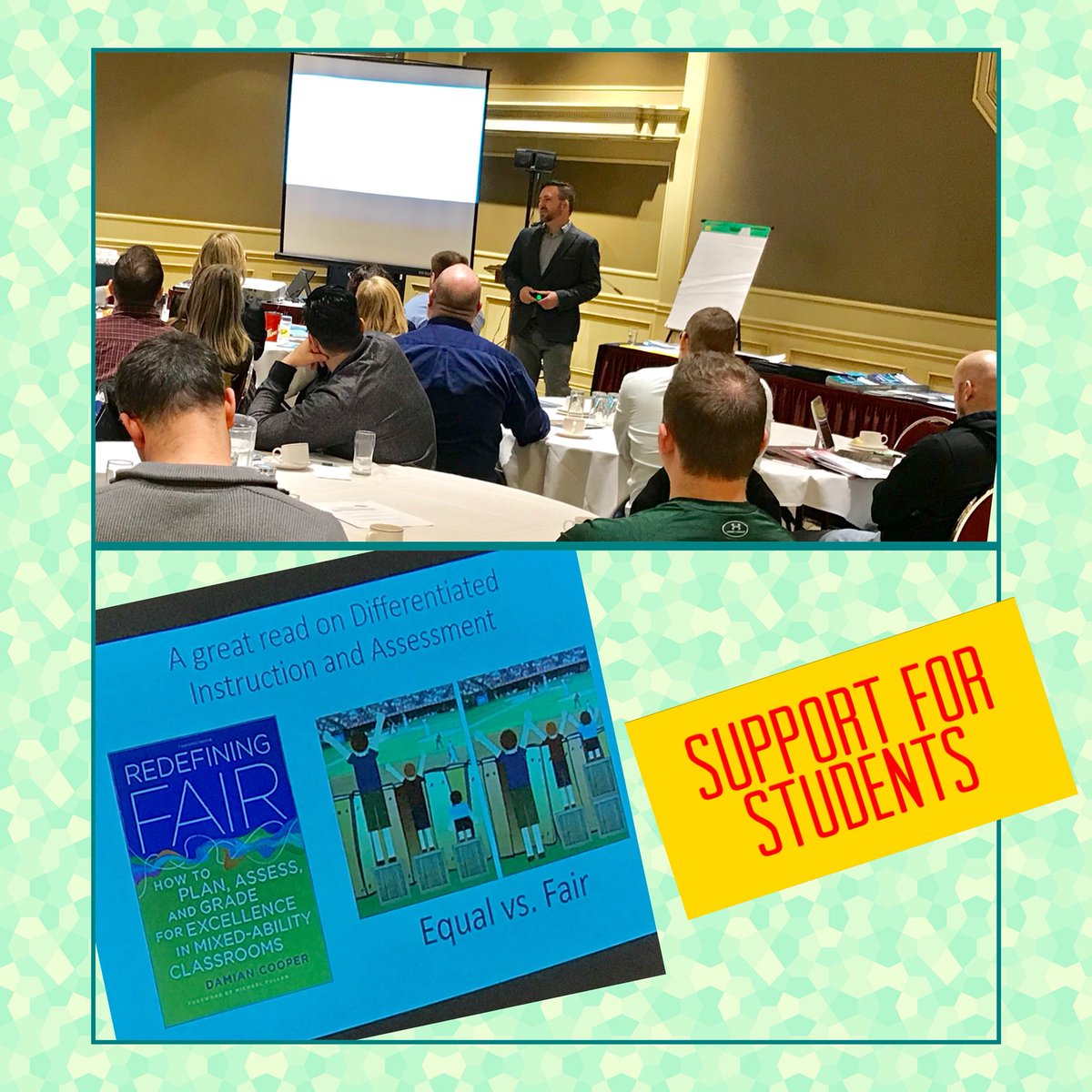 gecdsbss's tweet photo. Jason Lynn leads professional development session, for teachers of Career Studies and Civics, on Tiered Assessment from Damien Cooper’s book, Redefining Fair.
#samelearninggoals
#samehighexpectations
#varyinglevelsofsupport
@lynnmcla @vickihouston66 @MikeWil03652704 @gecdsbpro https://t.co/5AUoU9iE5V