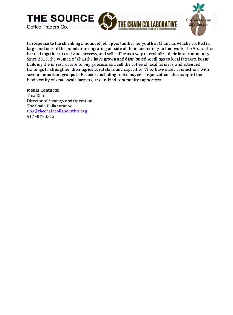 Press Release from <a href="/thechaincollab/">The Chain</a>: Small #coffee traders and female producers in #Ecuador promote the country's specialty coffee scene.