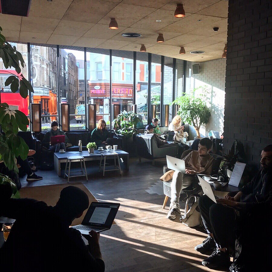 Boxoffrogsltd's tweet photo. #TeamFrog working from the @acehotellondon in Shoreditch today. It's important for us to get out of the office and work in other workspaces and environments, to keep those creative juices flowing! 🐸💡 https://t.co/9fK7oaEilt