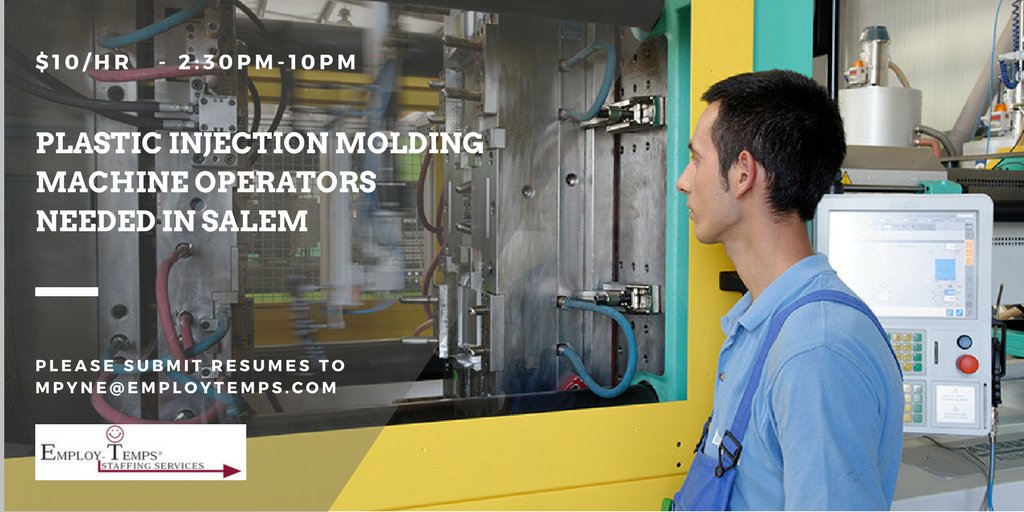 EmployTemps's tweet image. Plastic Injection Molding Machine Operators &amp;amp; Paint Line Operators needed in Salem.

2:30pm - 10pm

$10/hr
Call 330-337-1200
#paintline #machine #machineoperator #employtemps #hiring2018