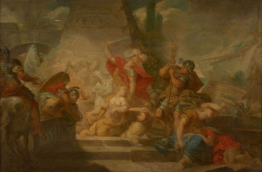 scoopbidou's tweet photo. Le Sacrifice de Polyxène, attribué à Jean Bonvoisin Paris (1752 - 1827) https://t.co/69atbqIreZ #tableau #enchères #GuerreDeTroie #GabrielFrançoisDoyen #peinture #AcadémieRoyale https://t.co/zc7TIBek61