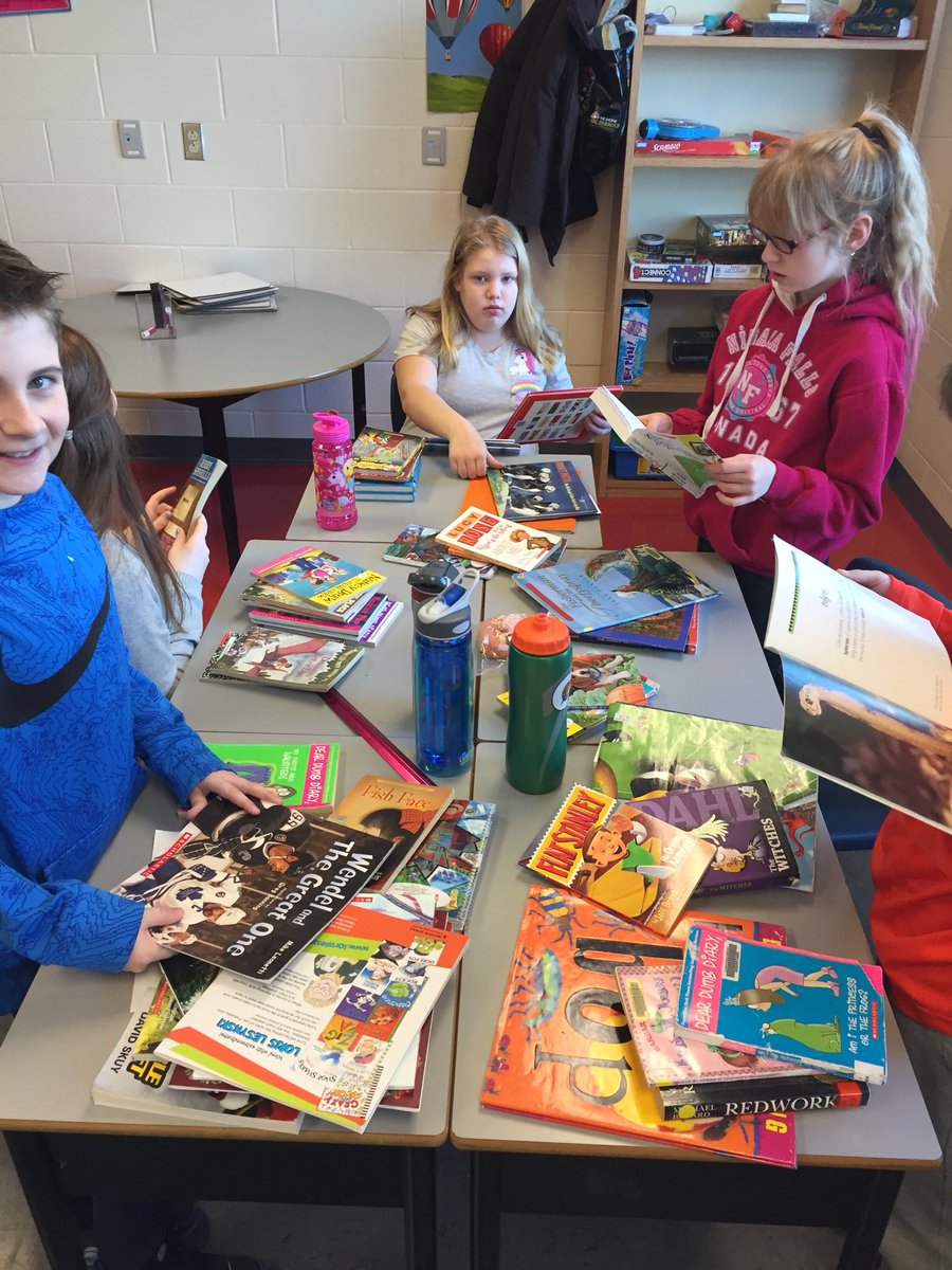PowersGr5's tweet photo. We are all deciding which “Good Fit Books” we will keep in our classroom library. @ElizabethParkEl. #keepsome #donatesome https://t.co/ntdTx5EbOz