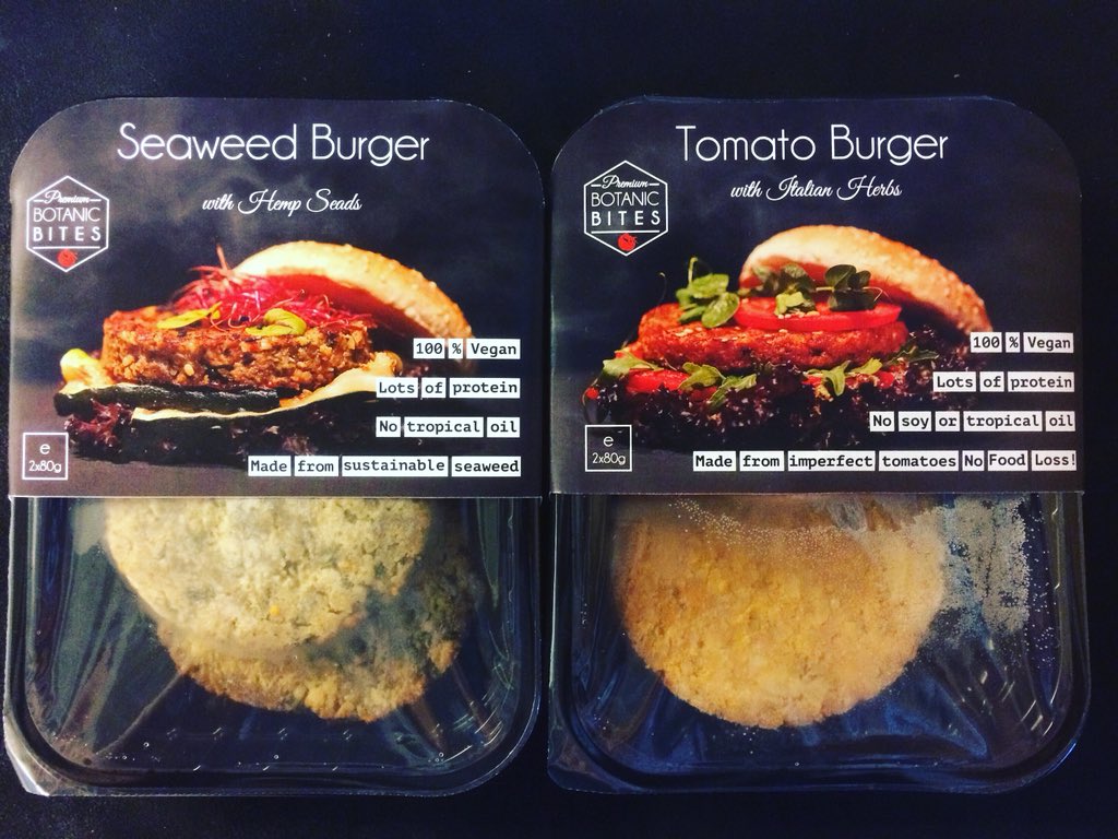 BotanicBites's tweet photo. @veerleslegers Botanic Bites maakt burgers van tomaat en zeewier met 26g eiwit op 100g. Verkrijbaar bij Makro. Sterkte. https://t.co/fZpCceUFTD