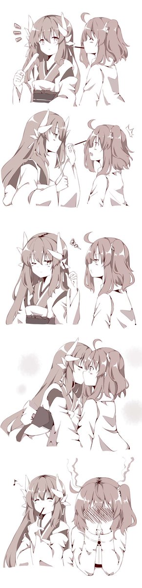 Pocky challenge with Gudako.

It probably didn't go the way she expected.

Source: danbooru.donmai.us/posts/2924660