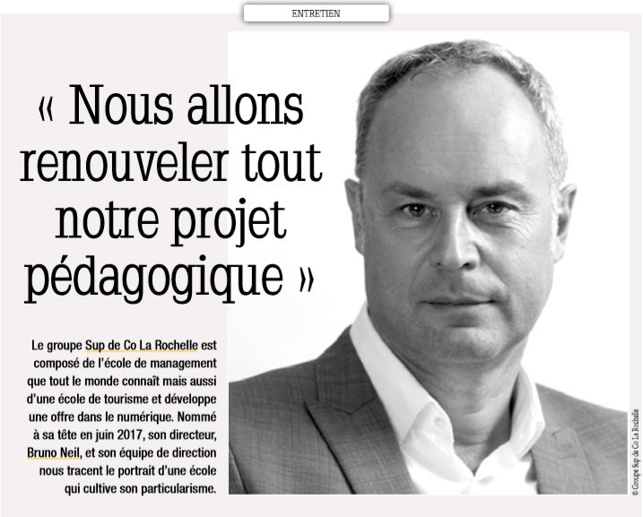ExceliaGroup's tweet photo. [ GROUPE SUP DE CO LA ROCHELLE ] 
La 14ème numéro de #EssentielduSup est sorti, retrouvez Bruno Neil, Directeur Général @GroupeSupdeCoLR dans un entretien @O_Rollot  #enseignementsupérieur #formation #recherche  
▶️https://t.co/epgXdbpz13 https://t.co/V2Hxms6NhL