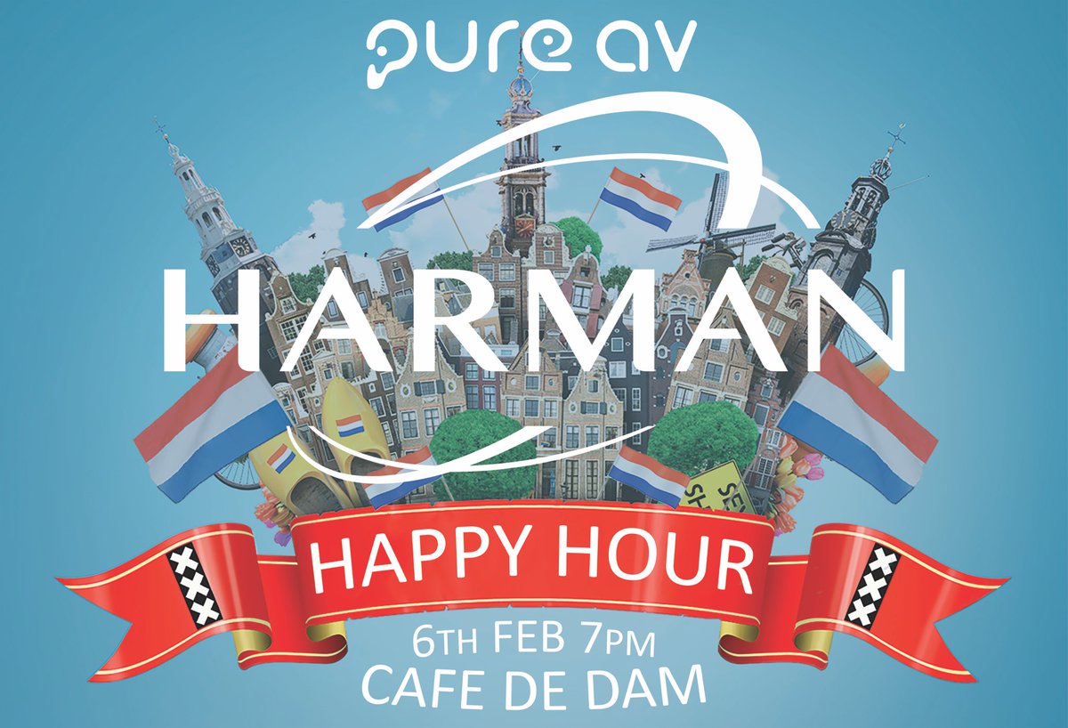 Pure_AV's tweet photo. Looking forward to @HARMAN_Pro Happy Hour at Amsterdam’s favourite little bar #ISE2018 hopefully see a few #AvTweeps there! https://t.co/QNzB6fVT0H