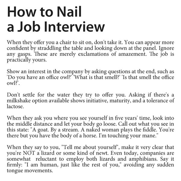 Yearly reminder of How To Nail A Job Interview.