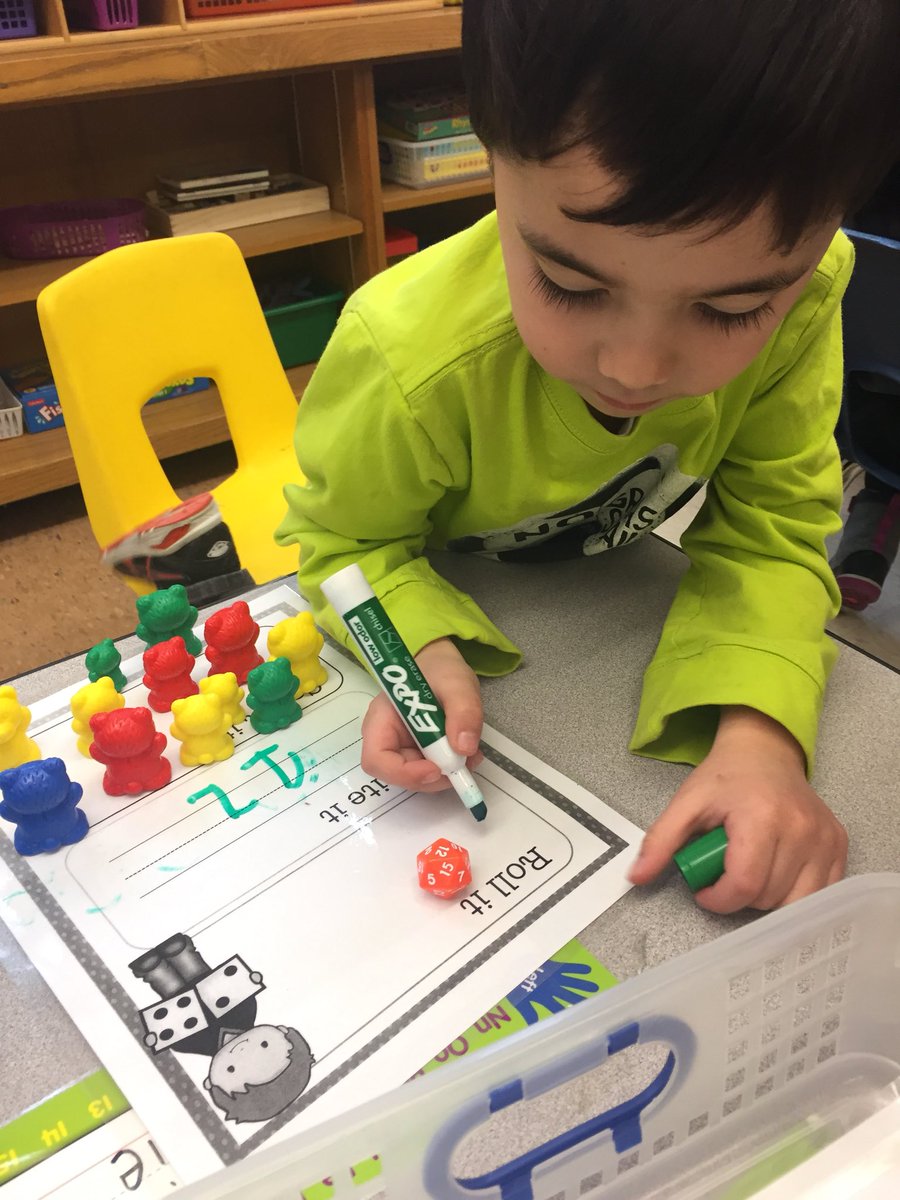 KeahLarsen's tweet photo. The arrival of new math manipulatives equals new math games! We are becoming experts on numbers to 20.  Our favorite was Beat The Clock...#FoxMeadowPride https://t.co/p61v3S8Pq4