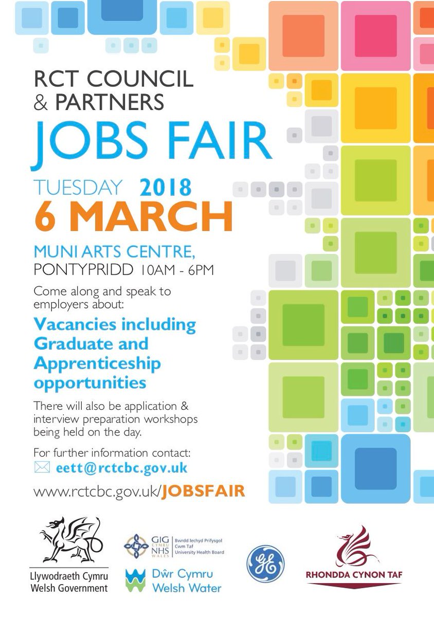 Rhondda Cynon Taf Council will be hosting #RCTJobFair on Tuesday March 6th, at Muni Arts Centre, Pontypridd. Find out more here: 
 socsi.in/RCTJobsFair_OX…