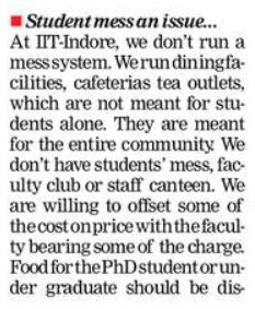 952b3fd931934fe's tweet photo. Sorry Dr. Mathur but faculties dnt hv 2 eat in "cafeteria, tea spot or dinin facility" bcoz most r married with good accomdatn in or outside campus. Studnts hv to eat in these areas and the FOOD IS NT GUD! y give uselss commnts 2 reprters? #IIT_Indore #saveiitindore @punya_mitra https://t.co/doCs43p4cZ