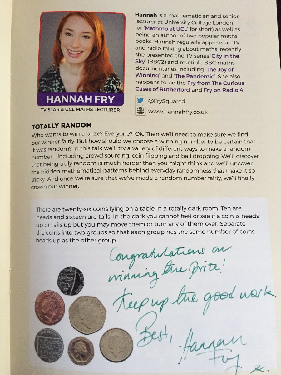 Big Thanks to <a href="/FryRsquared/">Hannah Fry</a> for supporting our budding mathematicians in 7Fry <a href="/stpaulscatholic/">stpaulscatholic</a> <a href="/runningstitch/">Deb Friis @runningstitch314.bsky.social</a> <a href="/HarrietDonald3/">Harriet Donald</a> #MathsFest