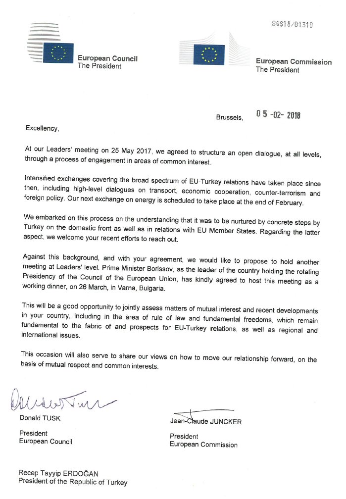 PrebenAamannEU's tweet photo. EU-Turkey meeting with @eucopresident Tusk, @RT_Erdogan, @JunckerEU and @BoykoBorissov planned for 26 March in Varna, Bulgaria, to discuss EU-Turkey relations as well as regional and international issues. https://t.co/jZ2UM7lp0n