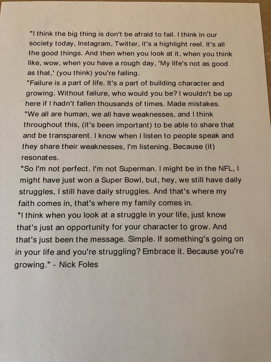 Sam Farmer on Twitter: "I printed this Nick Foles quote because it is just so excellent:…