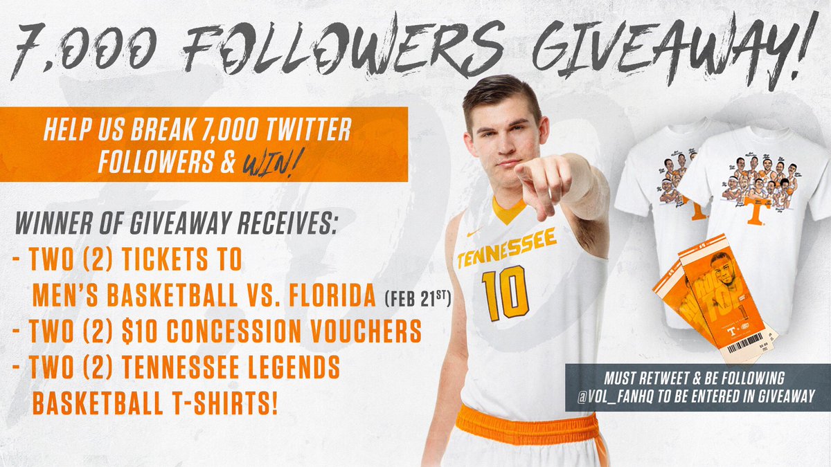 Vol_FanHQ's tweet photo. 🚨ATTN Vol Fans!🚨

We are now less than 100 people away from 7️⃣,0️⃣0️⃣0️⃣ Twitter Followers! 

RETWEET and follow this account for your chance to win BIG! 🔁 🎉 https://t.co/xFOTU9wceA