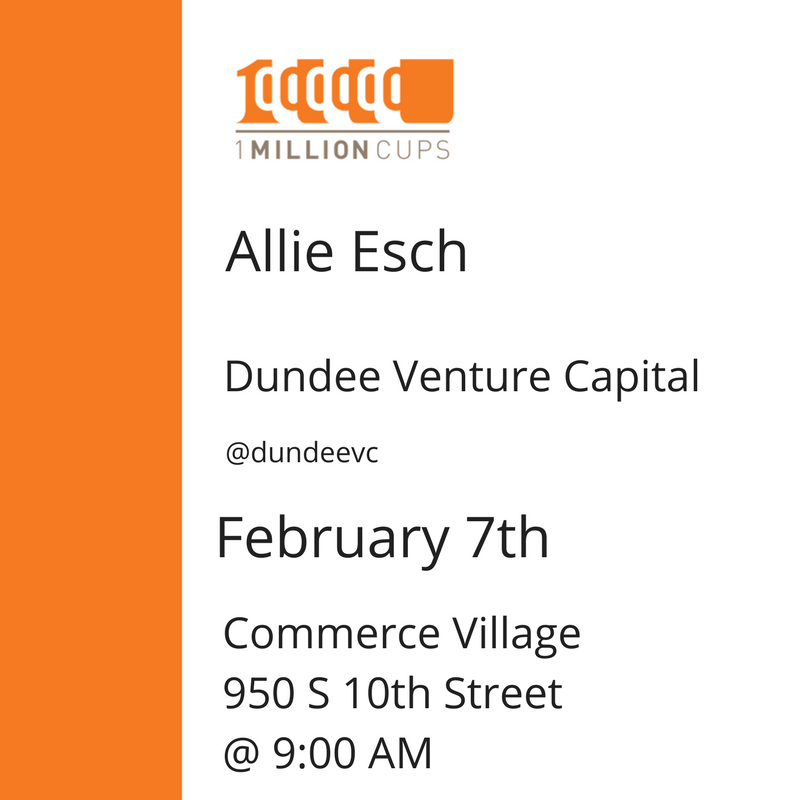 Startup_Collab's tweet photo. 1 Million Cups kicks off at 9 AM tomorrow with @esch_allie from Dundee Venture Capital. Meet us at @CommVillageOMA // 950 S 10th Street #thestartupcollaborative #1mcomaha https://t.co/F6bhDwu02I https://t.co/PnRe0ar2PG