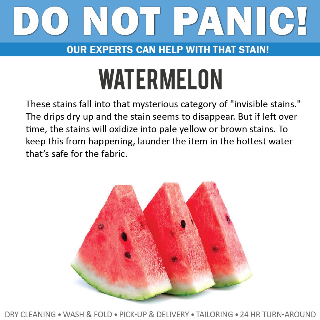 WashClubNYC's tweet photo. #stain #experts tip to remove #watermelon from your #clothing. Or use our convenient #pickup and #delivery for #laundry and #drycleaning. https://t.co/hWcximoKch