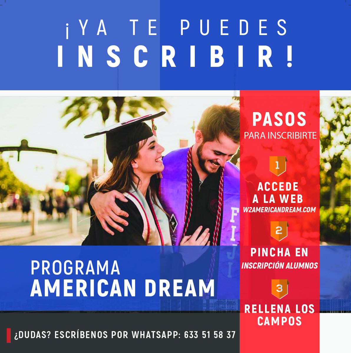 ¡Abiertas las inscripciones de American Dream! El colegio participa en este Programa que tiene como objetivo que los alumnos 4º ESO y 1º Bachillerato conozcan sus posibilidades reales de estudiar en una universidad norteamericana. Inscríbete ya: w2americandream.com