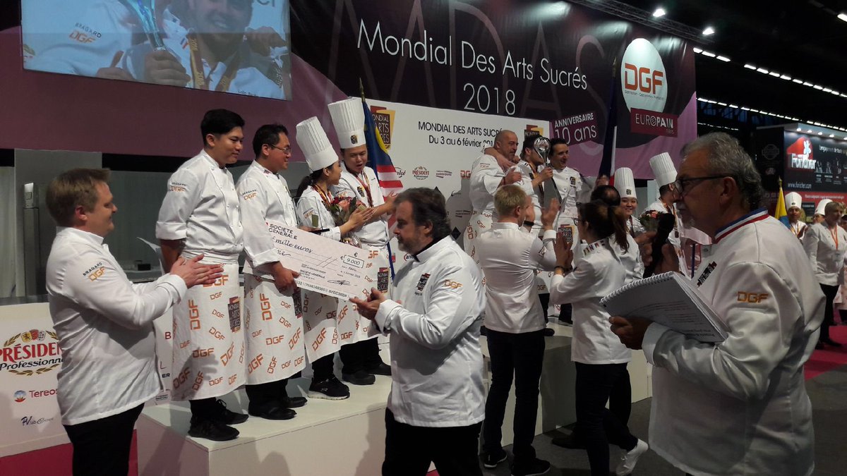 PierreHerme's tweet photo. Congratulations to the French team Loic Beziat and Marie Simon who climbed the podium's first step of the 10th edition of the #MDAS2018 today in Paris, under the sponsorship of #PierreHerme! https://t.co/bkVAhgNq3e