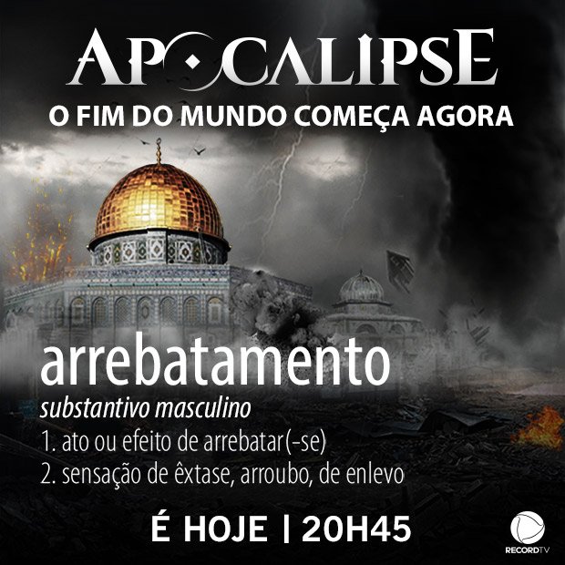 JezabelRecord's tweet photo. O grande momento que antecede o domínio do anticristo chegou. Não perca hoje o #Arrebatamento em #Apocalipse https://t.co/1JTGMEUaR1