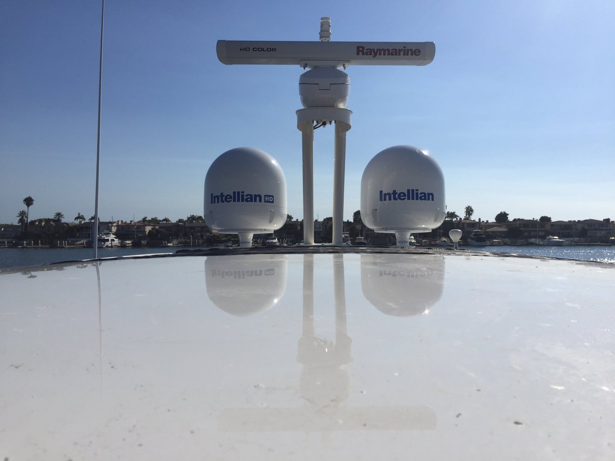 IntegratedMSys's tweet photo. New installation of an @Intellian  HD satellite TV install powering (4) Smart TV's in salon and all staterooms aboard a new SeaRay 400DA in Newport Beach. IMS also installed an HD rear view camera integrated into the boat's @Raymarine system.#integratedmarinesystems #NewportBeach https://t.co/rcI8Q2V2RP
