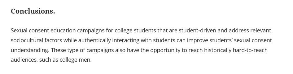 sexandthemedia's tweet image. The manuscript @Autumn_Shafer and I co-authored on the evaluation of our sexual consent education campaign is now available online! #DefineYourLine #HaveBetterSex tandfonline.com/doi/full/10.10…