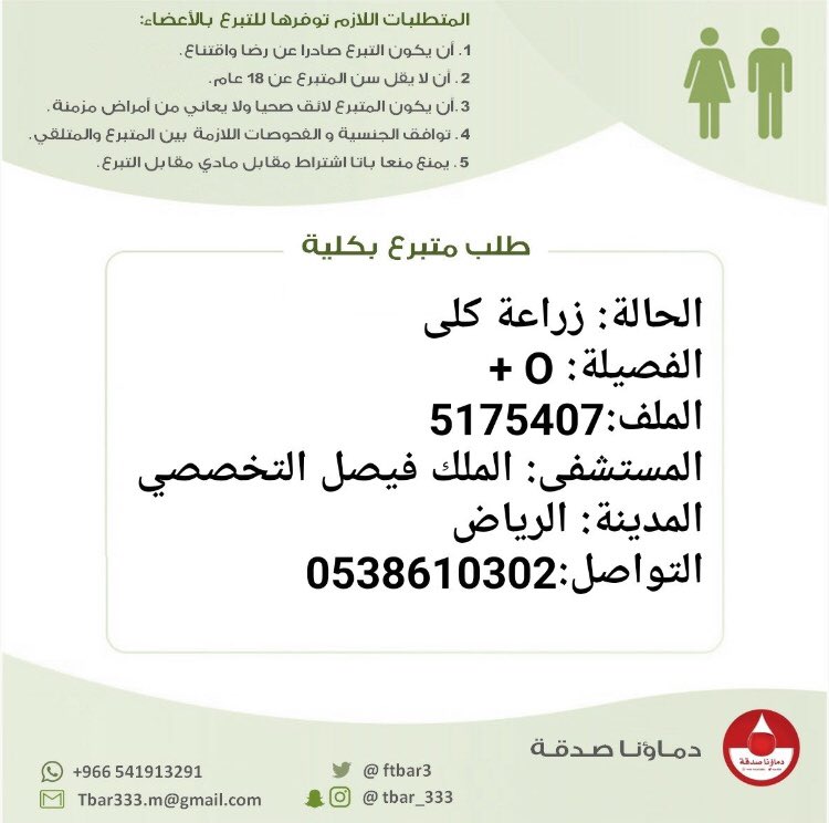 مطلوب متبرع بالكلىO+ tweet media