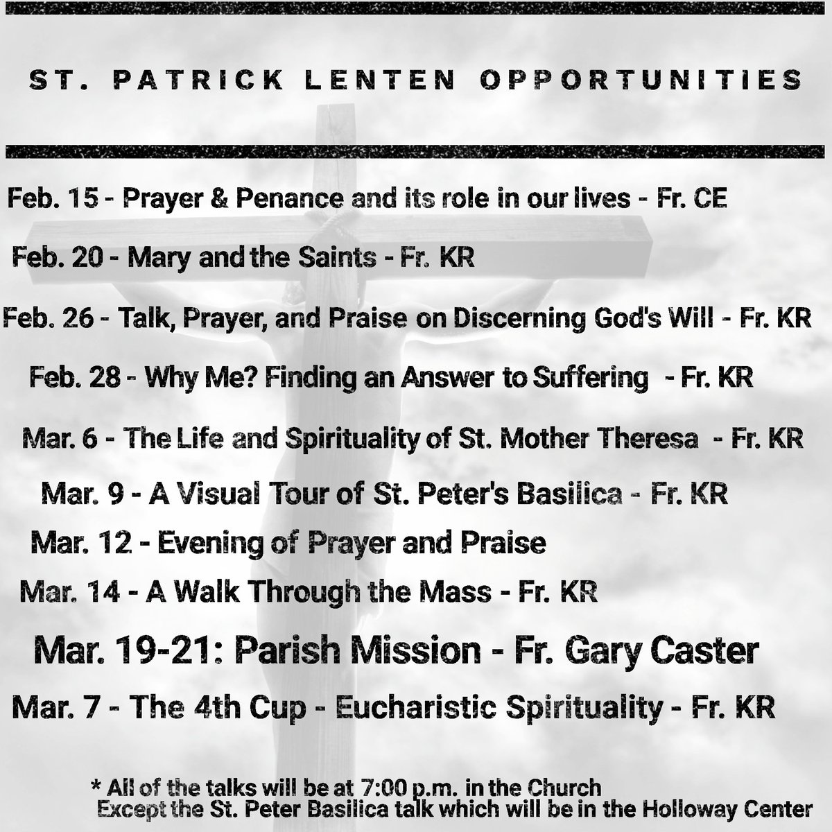FrRomke's tweet photo. Mark your calendars for these upcoming talks and prayer services at St. Patrick Church in Dixon! https://t.co/Td0SYL5FBM