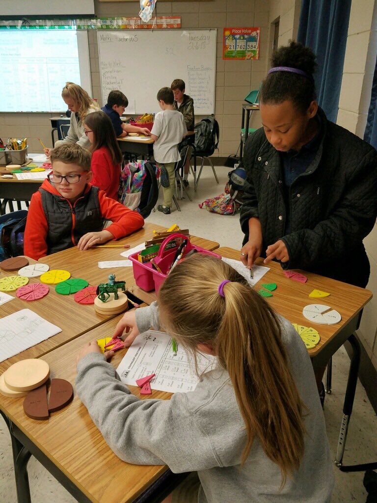 Spotlighting Mrs. Singletary’s 4th grade class...
Math students exploring equivalent fractions with Fraction Burgers.