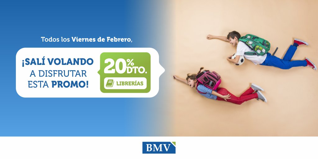 🤔 ¿Ya tenés todo para el comienzo de las clases? 👁 ¡Ojo que el tiempo pasa volando! 🛩 Aprovechá esta promo en librerías 🖍 con tus tarjetas BMV 💳: bit.ly/BMVLibrerias