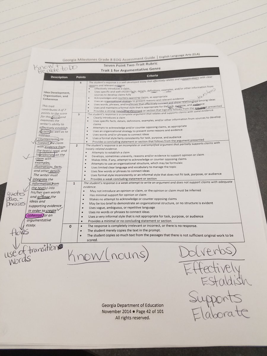 iAmDrRuth's tweet photo. @APSHarperArcher @Mstewart_2u By deconstructing the #GAMILESTONES #writingrubric, teachers will not only better understand expectations but be able to use rubrics as tools for growth, feedback, and laser-focused instruction. https://t.co/vROVkYGWjI