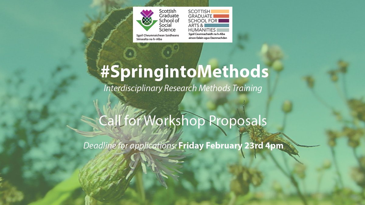 Not a trainer but know someone who is? Think they could deliver fantastic and innovative workshops on research methods for the arts, humanities, or social sciences? Get them tagged, spread the word - #SpringIntoMethods - More info at bit.ly/2nz9fsJ - deadline Feb 23rd!