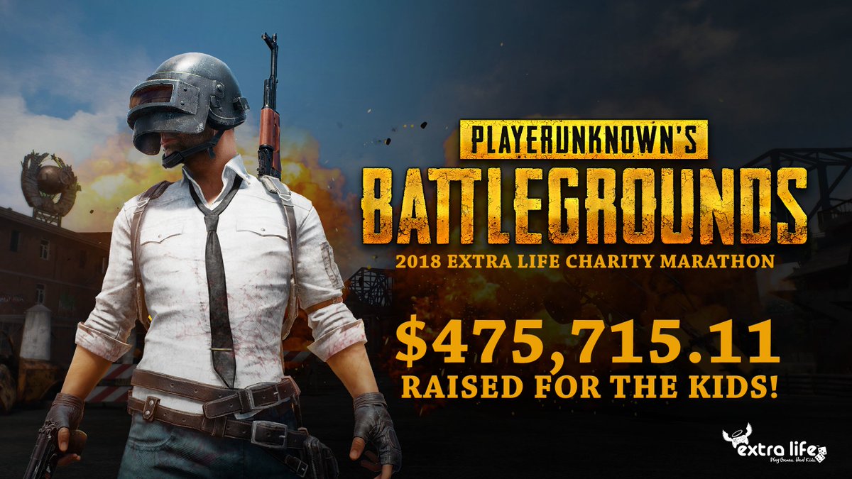 ExtraLife4Kids's tweet photo. We're thrilled to announce that the @PUBATTLEGROUNDS #EXTRALIFE Charity Marathon from last week raised a total of $475,715.11 for @CMNHospitals! Thank you to all of the @PUBGpartners, 800+ community members, viewers &amp; donors who made it all possible! #ThisIsBattleRoyaleForTheKids https://t.co/Ni1rOYkOJa