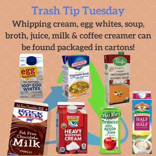 STLCityRecycles's tweet photo. #TrashTipTuesday: Wow--So many different food &amp; drink items are packaged in cartons! All these can be recycled in your #BlueBin. What other types of food &amp; drink do you see packaged in cartons? #GoBlue #RecycleForTheLou #STL https://t.co/Jzx3ifdeSe