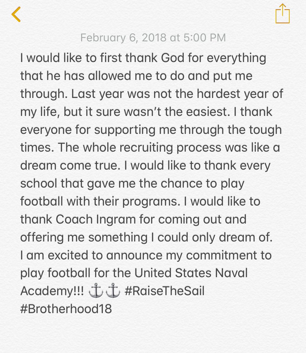 lukecoleman54's tweet photo. I am excited to say that I am COMMITTED to play football at the U.S. Naval Academy‼️I will be signing tomorrow at 9:30 A.M. in front of the gym!! @CoachAIngram #RaiseTheSail #Brotherhood18 https://t.co/YfgBlds5e5